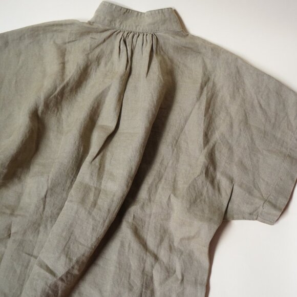 Ayr Irish Linen "The Bloom" Button Down Mandarin Collar Blouse - Size XS - Picture 8 of 12